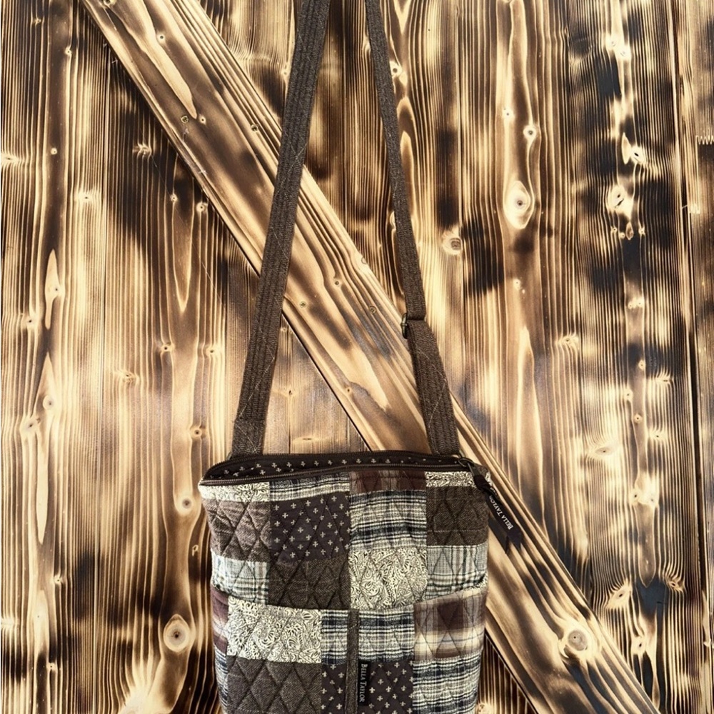 Elegant Patchwork Crossbody Bag - Brown - Picture 2 of 2